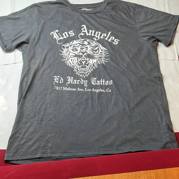 Ed hardy GRAY T SHIRT WHITE TIGER GRAPHICS ED HARDY TATTOO Los Angeles CA Large - Picture 3 of 9
